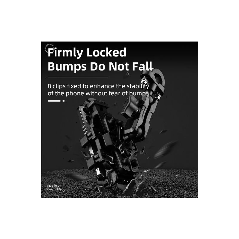 ROCKBROS Phone Holder Durable Aluminum Motorcycle and Cycling Mount with Silicone Shock Absorption Adjustable Stand