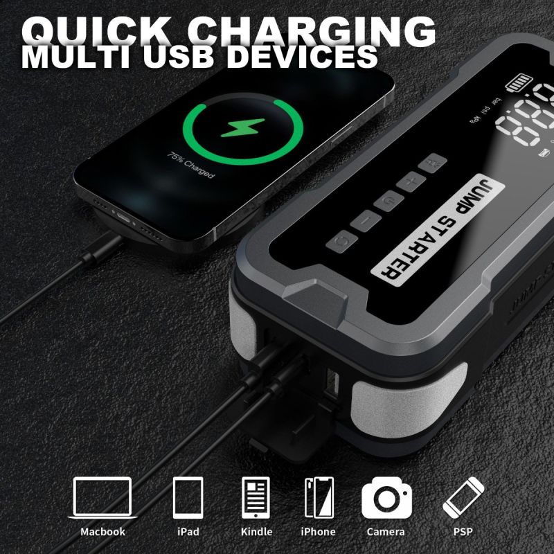 Jump Starter Power Bank Portable Charger with 2000A Peak Current Compact Design for Car Battery Troubles