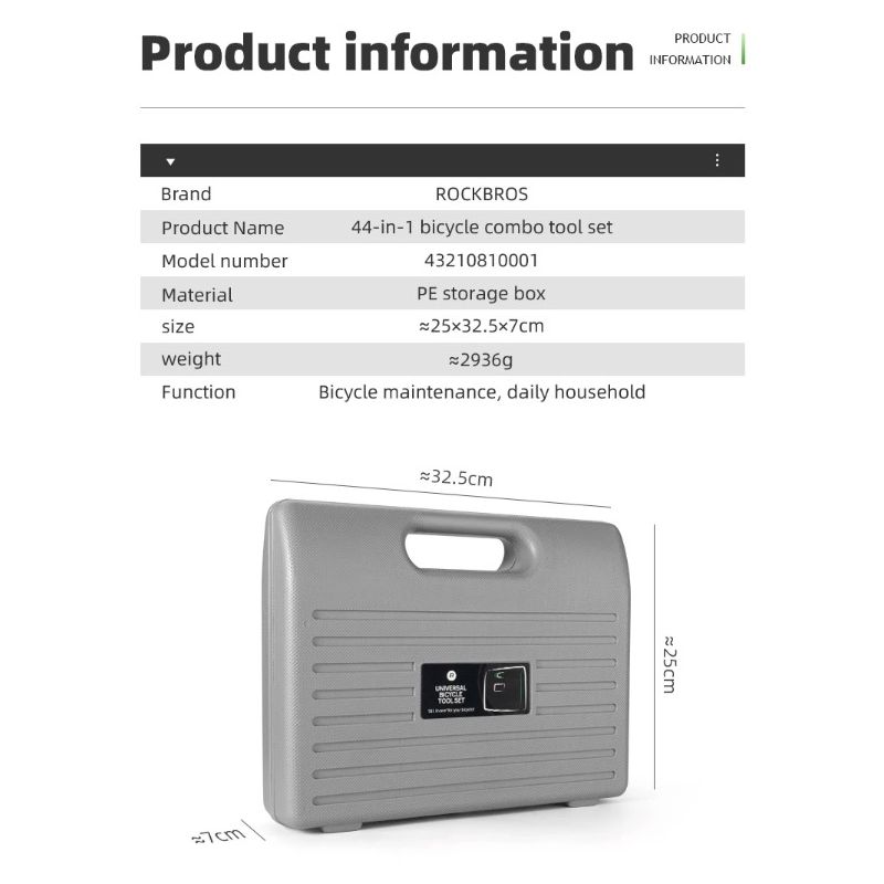 ROCKBROS Professional Cycling Tools Set Durable Carbon Steel Bike Repair Kit with Compact Storage