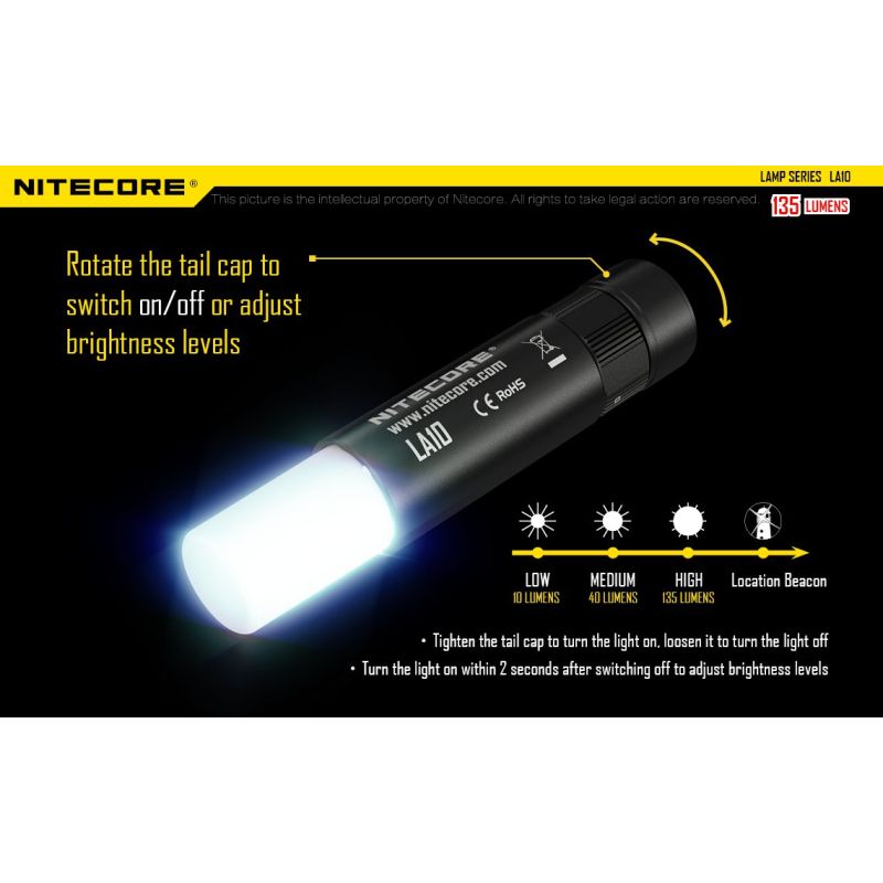 Nitecore la10 135 lumens mini edc camping nichia xp-g2 s3 lanterna led