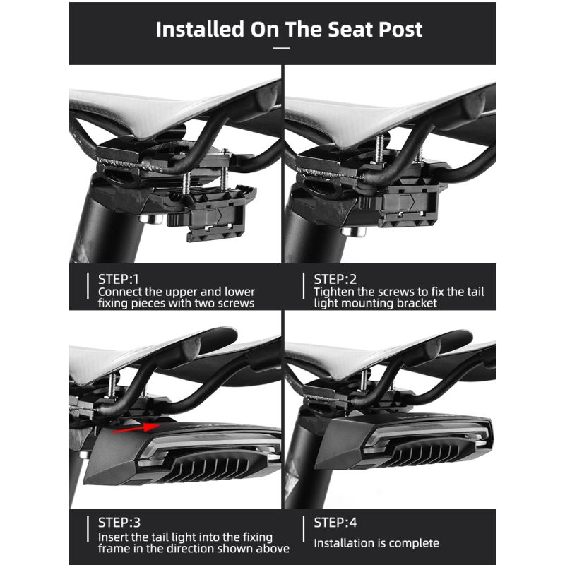 ROCKBROS LKWD-R1 Luz de Bicicleta Inteligente USB LED Controle Remoto Sem Fio Luz Traseira de Bicicleta MTB Estrada Laser Sinal de Volta Lâmpada de Ciclismo Luz Traseira