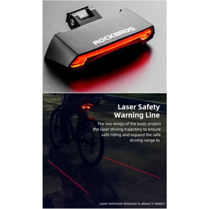 ROCKBROS LKWD-R1 Luz de Bicicleta Inteligente USB LED Controle Remoto Sem Fio Luz Traseira de Bicicleta MTB Estrada Laser Sinal de Volta Lâmpada de Ciclismo Luz Traseira
