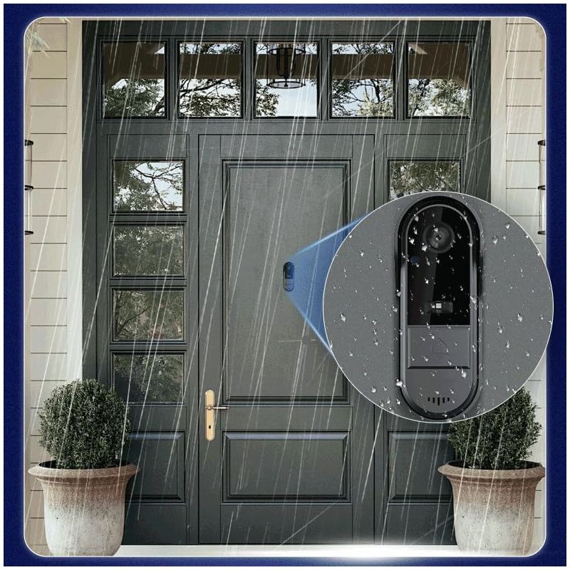 Wireless Door Bell Cameras with Monitor Screen Waterproof Two-Way Audio No Subscription No WiFi Needed