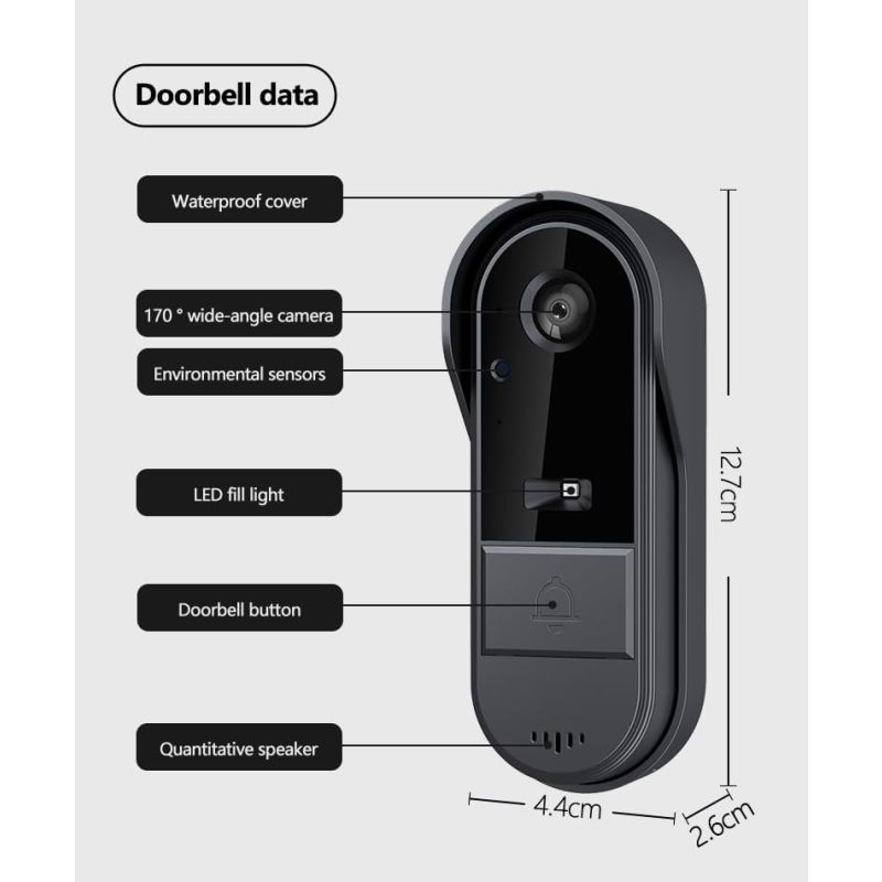 Wireless Door Bell Cameras with Monitor Screen Waterproof Two-Way Audio No Subscription No WiFi Needed