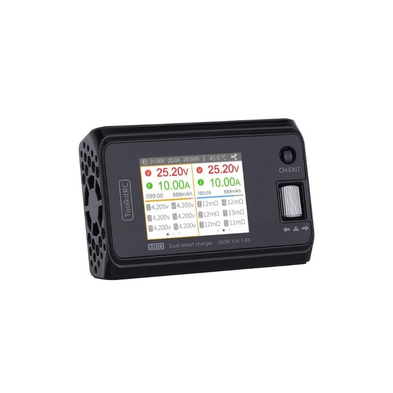 ToolkitRC M6D 500W 15A DC Dual Channel MINI Smart Charger Discharger for RC Electric Flight and Racing