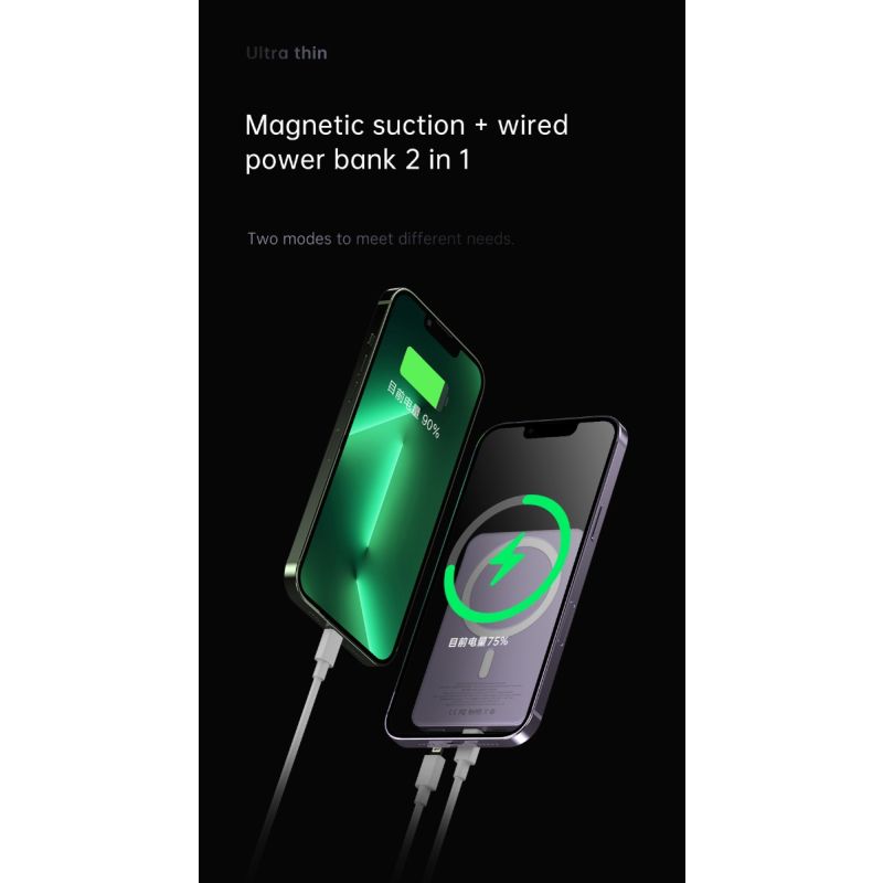 Magnetic Wireless Power Bank 10000mAh Fast Induction Charger for iPhone 12 13 Pro Max Stylish Charging Solution