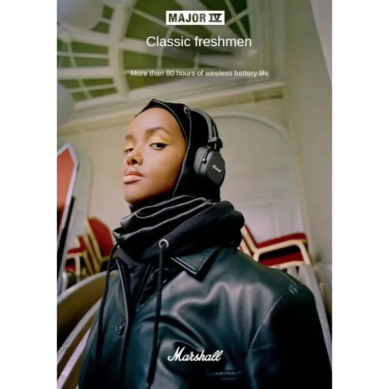 Marshall Major IV Bluetooth Headphones Classic Aesthetics Signature Sound Deep Bass Wireless Charging