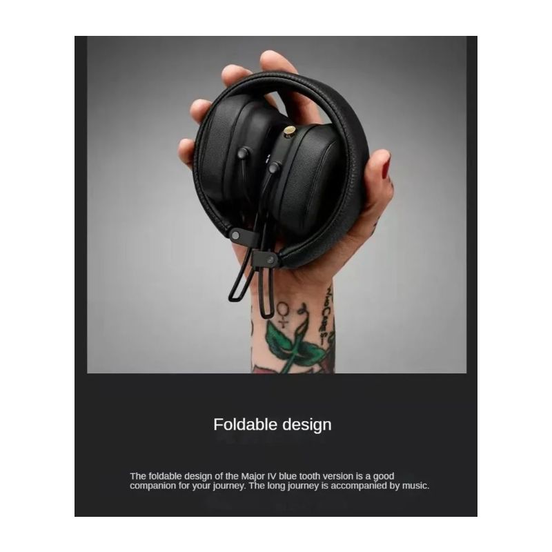 Marshall Major IV Bluetooth Headphones Classic Aesthetics Signature Sound Deep Bass Wireless Charging