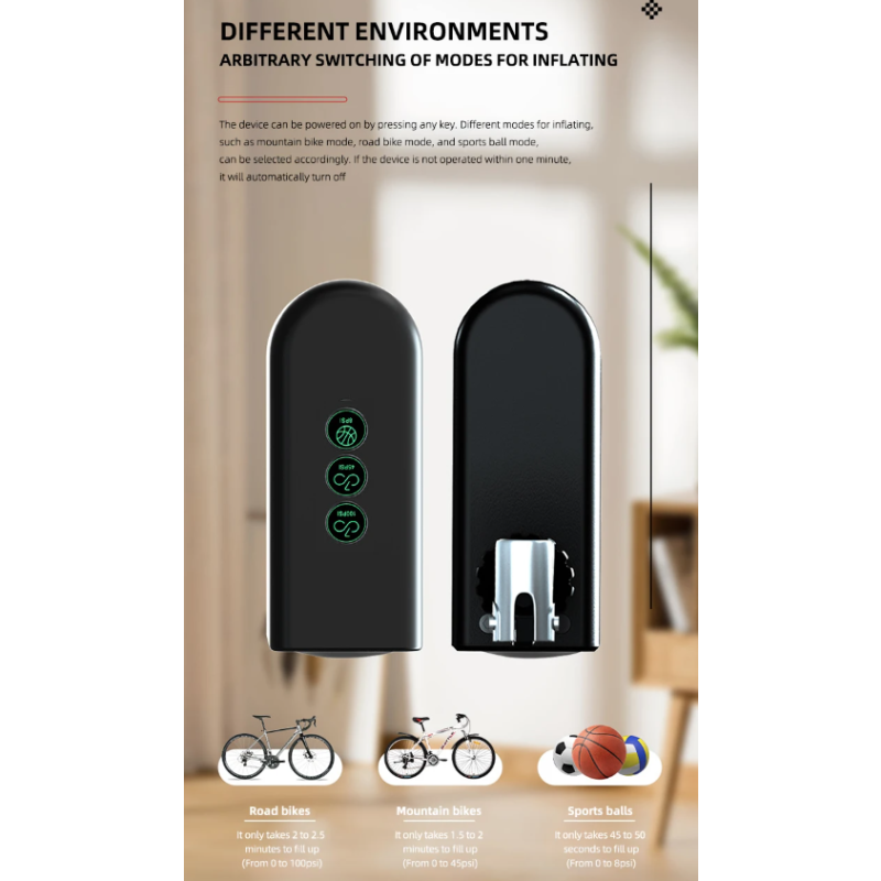 HT09 Mini Bike Pump Portable Electric Air Pump with High-Precision Pressure Sensor Lightweight Design