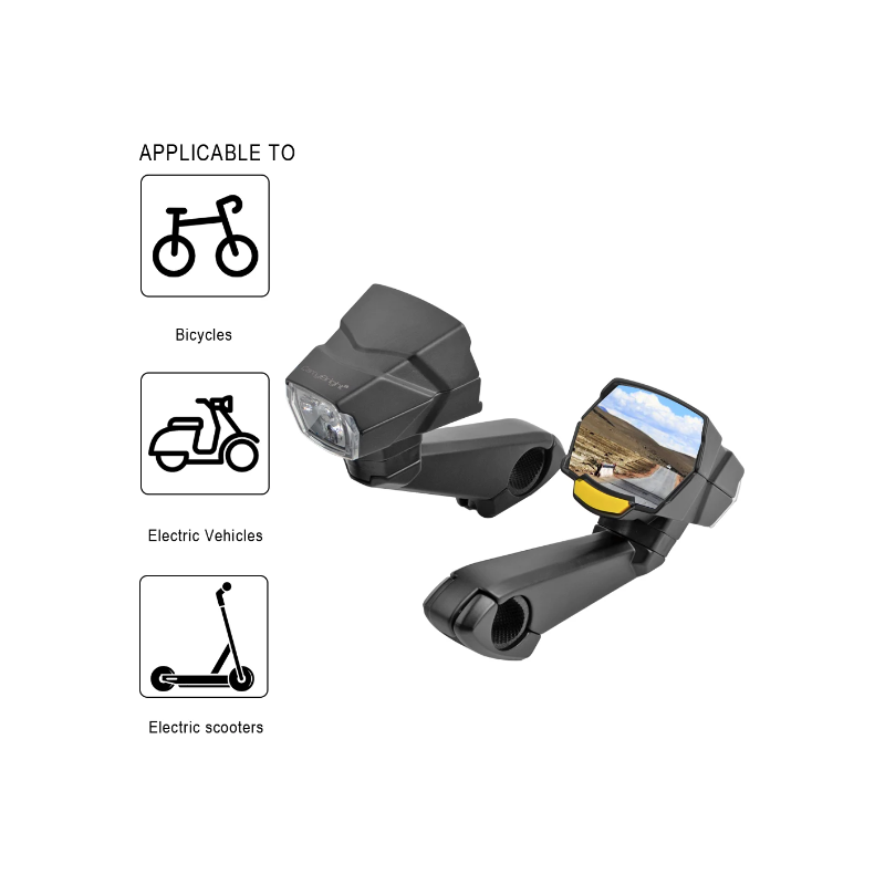 CarryBright CB800 Rearview Mirror Headlight Dual Function Bicycle Safety Equipment for City Riding and Trails