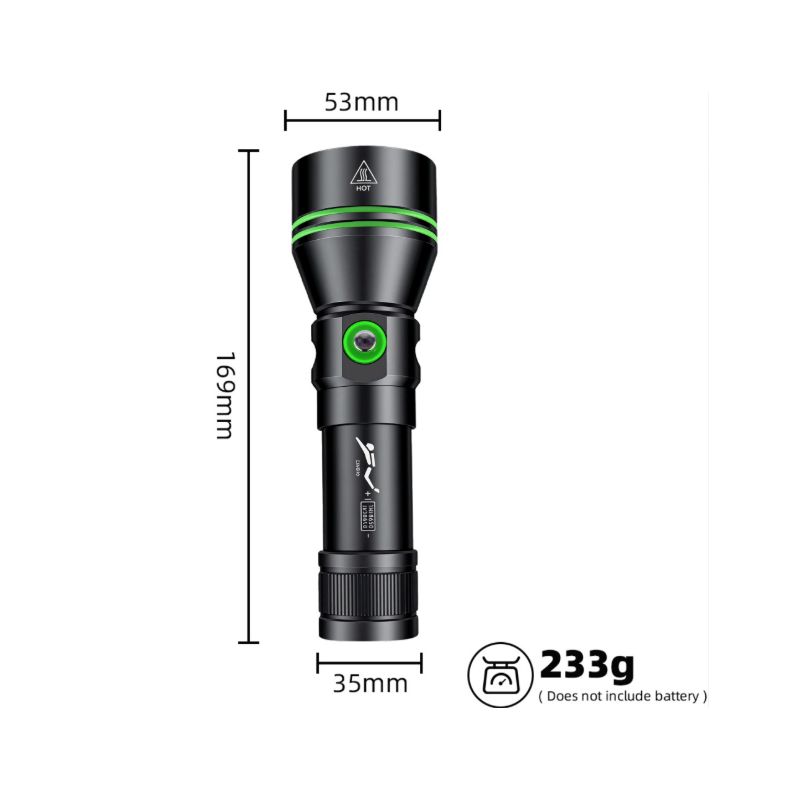 P70 Diving Flashlight, Dive Torch 5000 Lumen Super Bright Flash Lights, IPX8 Underwater Waterproof Night Dive Torch 200 Meters Submersible Light