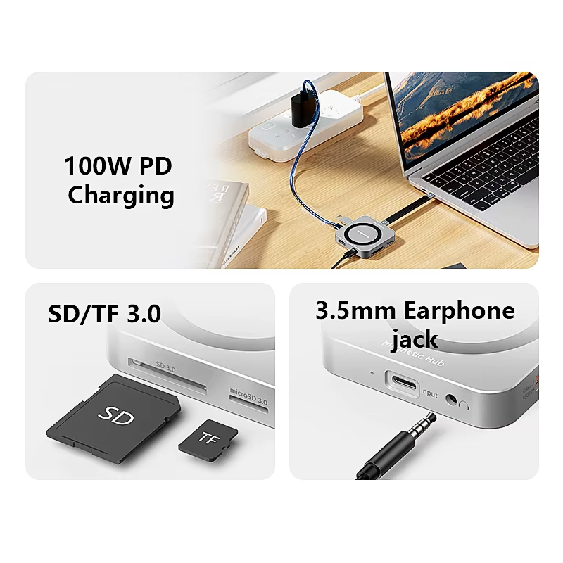 Blueendless M. 2 magnetic docking stations, NVMe solid-state drive box, HDMI high-definition type-c3.2 fast charging laptop converter