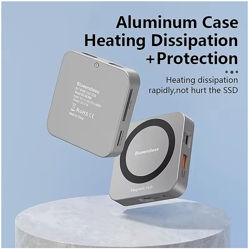 Blueendless M. 2 magnetic docking stations, NVMe solid-state drive box, HDMI high-definition type-c3.2 fast charging laptop converter