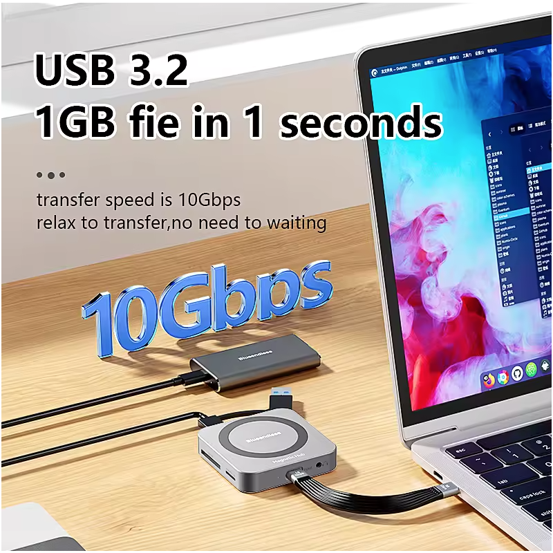 Blueendless M. 2 magnetic docking stations, NVMe solid-state drive box, HDMI high-definition type-c3.2 fast charging laptop converter