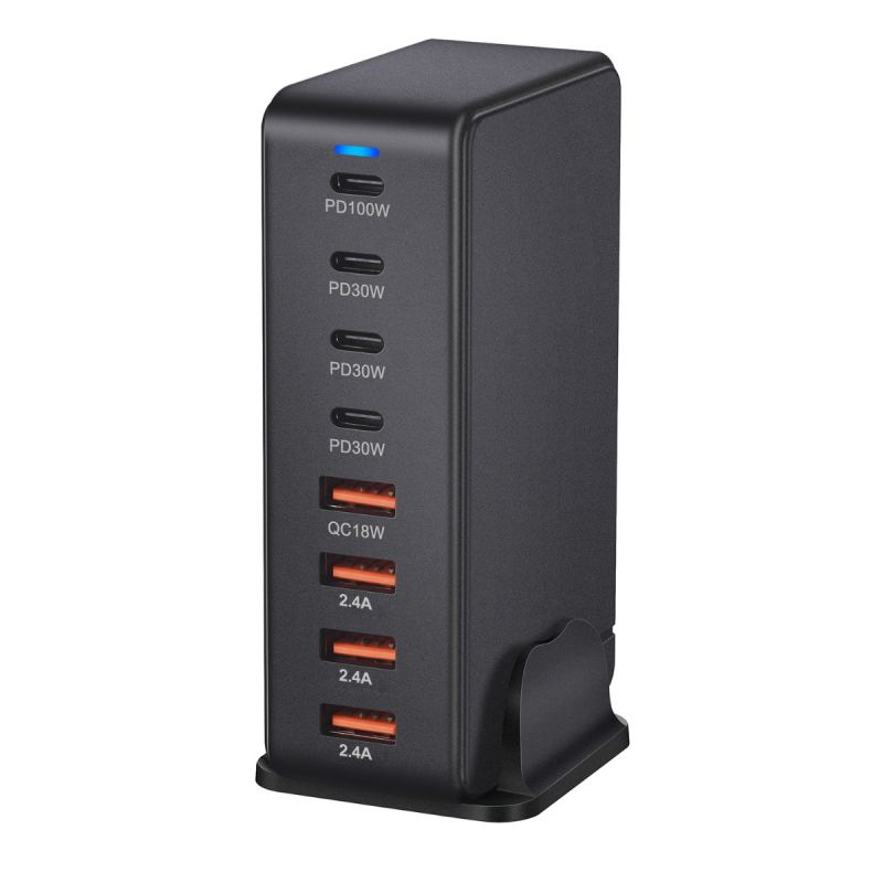 240W Desktop GaN Charger 8-port USB Type C PD Fast Charge Mobile Charger Smart Technology Multi-Device Hub