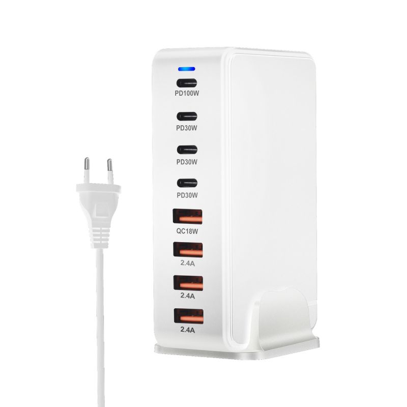 240W Desktop GaN Charger 8-port USB Type C PD Fast Charge Mobile Charger Smart Technology Multi-Device Hub