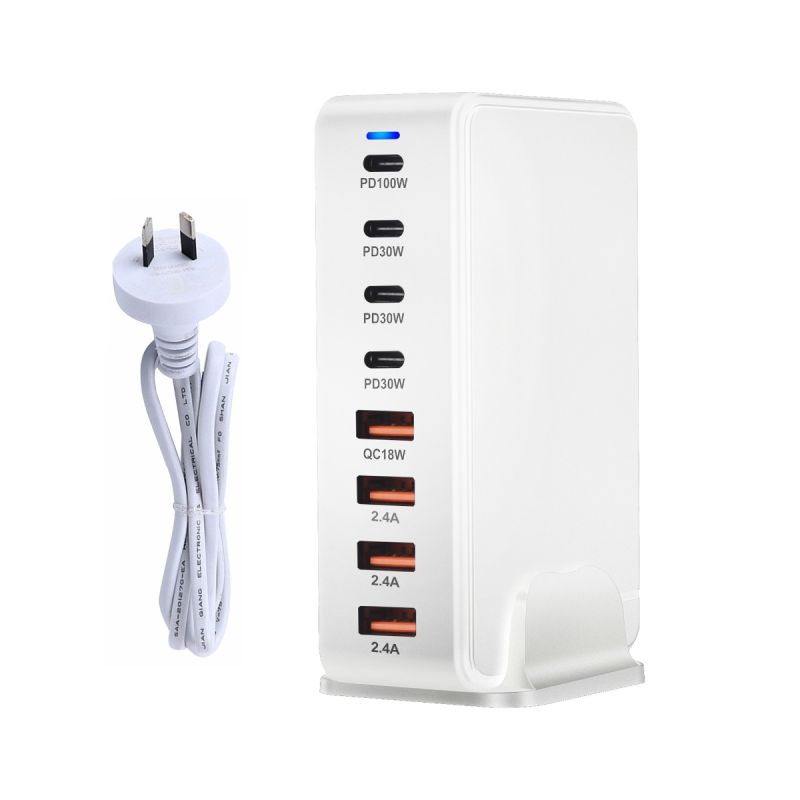 240W Desktop GaN Charger 8-port USB Type C PD Fast Charge Mobile Charger Smart Technology Multi-Device Hub