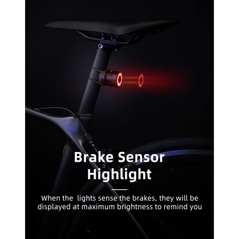 ROCKBROS Q3 Bike Tail Light with Smart Brake Sensor IPX6 Waterproof for MTB and Road Cycling Safety