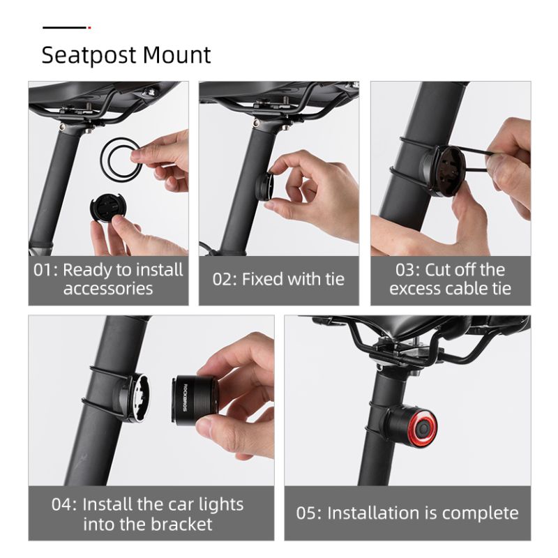 ROCKBROS Q3 Bike Tail Light with Smart Brake Sensor IPX6 Waterproof for MTB and Road Cycling Safety