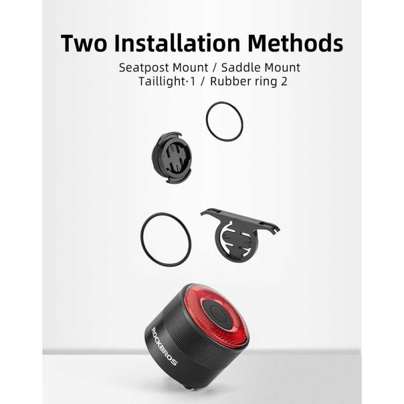 ROCKBROS Q3 Bike Tail Light with Smart Brake Sensor IPX6 Waterproof for MTB and Road Cycling Safety