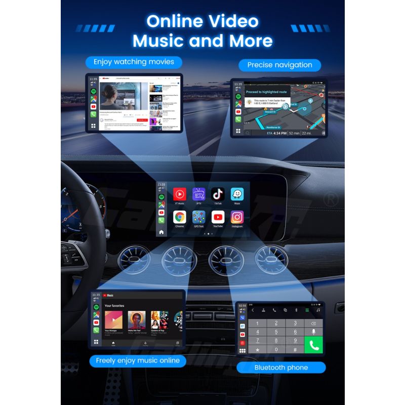 CarlinKit CarPlay Ai Box QCM6125 Android 13 Seamless Multitasking with Factory-Installed CarPlay Streaming