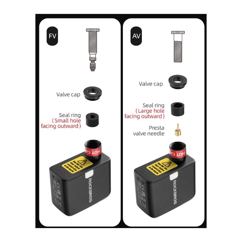 ROCKBROS Portable Mini Electric Air Pump 100PSI Rechargeable Durable Bike Motorcycle Car Tire Inflator