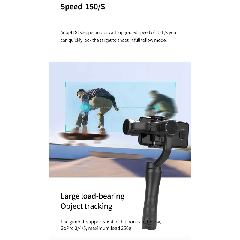 F6 3 Axis Gimbal Handheld Stabilizer Smooth Video Recording Smartphone Photography Action Camera Stabilizer