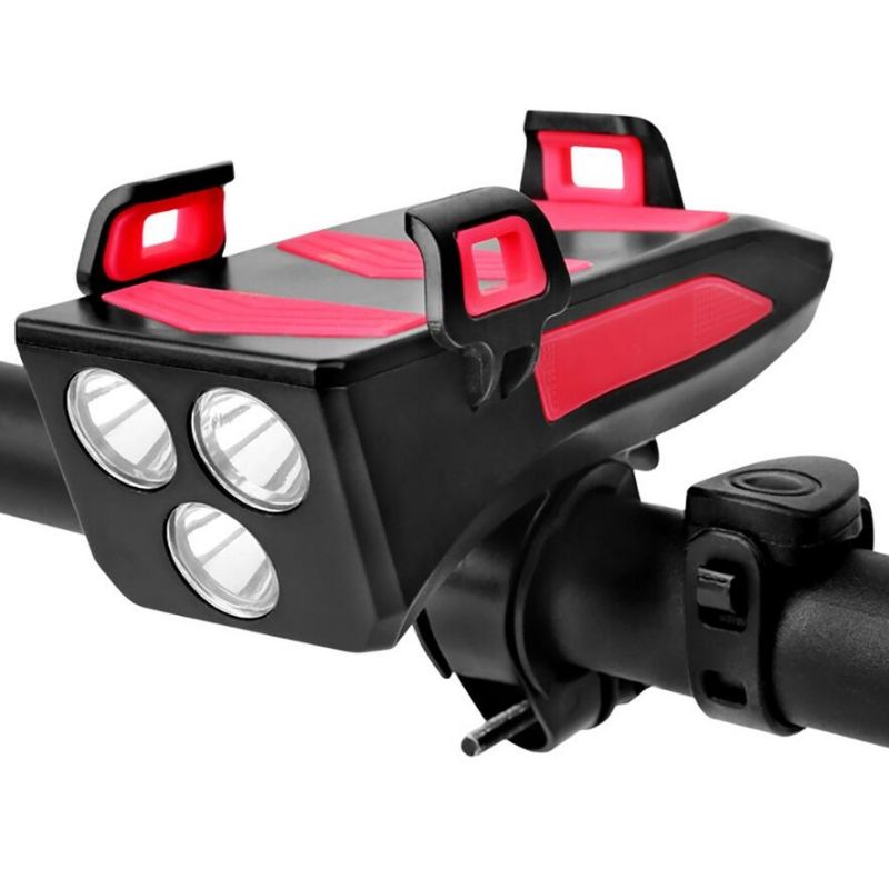 Multifuncional de luz de bicicleta 4 em 1 luz de bicicleta 800 lumens bike lanterna bike horn titular de telefone banco de potência bicicleta luz frontal