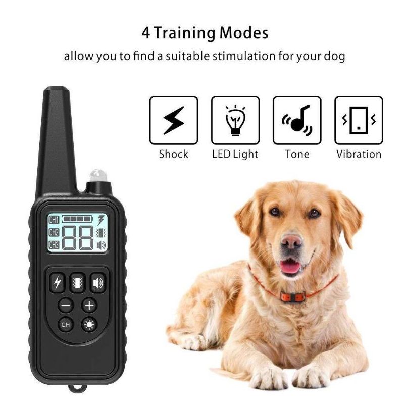 2020 Novo 800m Elétrico Dog Treinando Collar Pet Remoto Recarregável Recarregável com Display LCD para Todo Som Choque Vibração Som