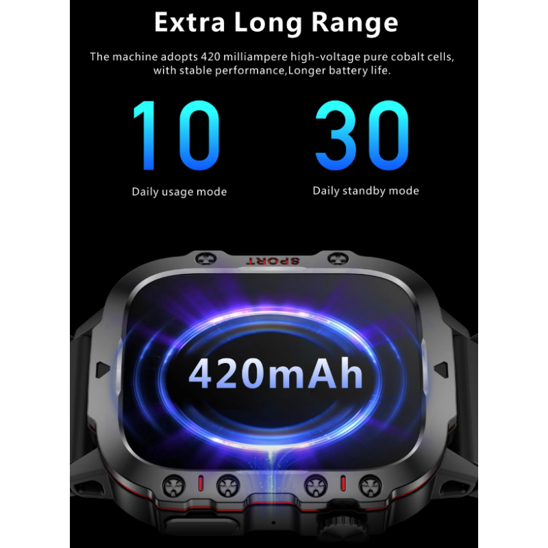 QX11 Smart Watch Men IP68 5ATM Outdoor Sports Fitness Tracker Health Monitor 1.96