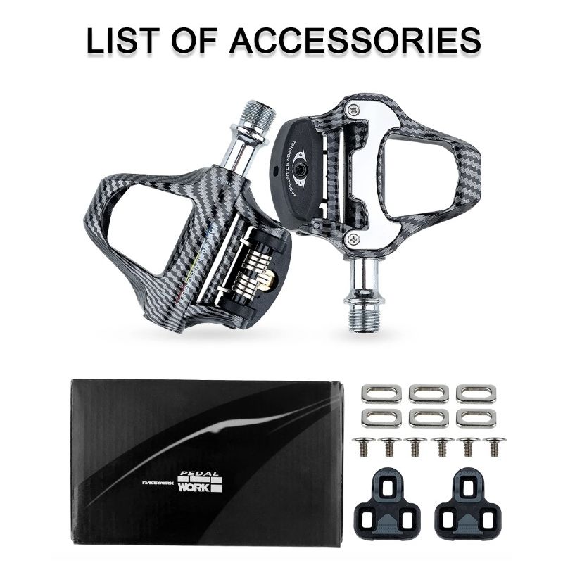 RACEWORK Road Bike Pedal Ultra Light Carbon Fiber Self-Locking SPD Keo Compatible Ideal for Cycling Enthusiasts