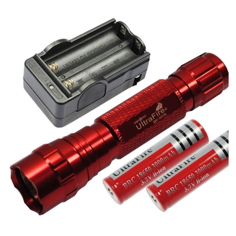 Multi Color Select Ultrafire 501B U2 1300 Lumens 5 Modos LED Lanterna  2 * 18650 Bateria  Carregador