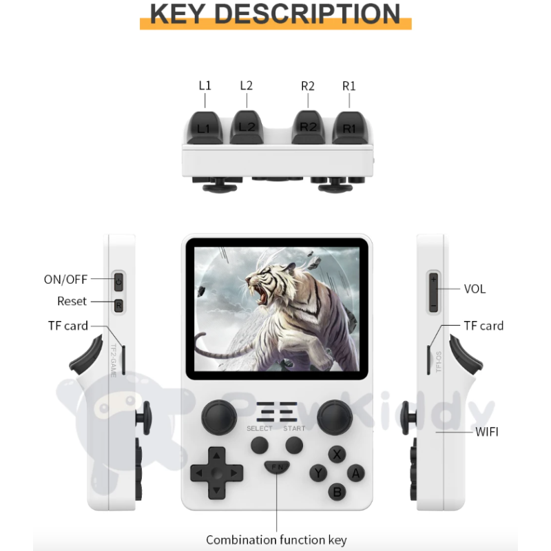 POWKIDDY RGB20S Handheld Game Console Retro Gaming with RK3326 3.5 Inch Screen and Game Emulators N64 PS1