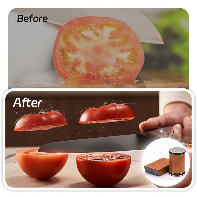 Knife Sharpener Tool, Rolling Knife Sharpener Kit, Knife Sharpening with Diamonds and Ceramic for Steel of Any Hardness, Kitchen knife Sharpener with 15 & 20 Degree Magnetic Angle