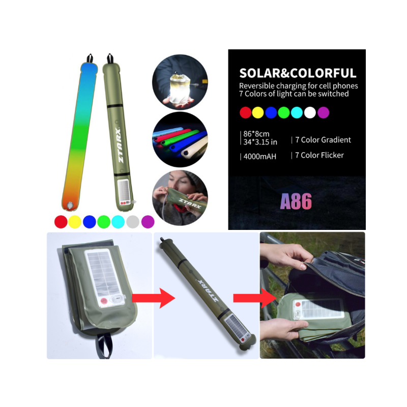 ZTARX Inflatable Solar Camping Lantern,IP66 Waterproof Folding Magnetic Fill Light ,Portable and Lightweight Tent Light