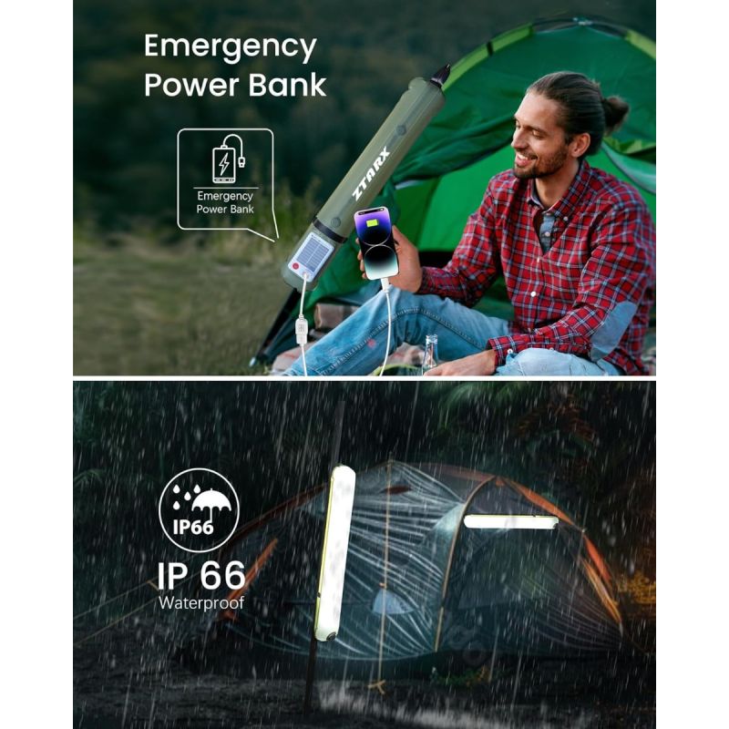 ZTARX Inflatable Solar Camping Lantern,IP66 Waterproof Folding Magnetic Fill Light ,Portable and Lightweight Tent Light