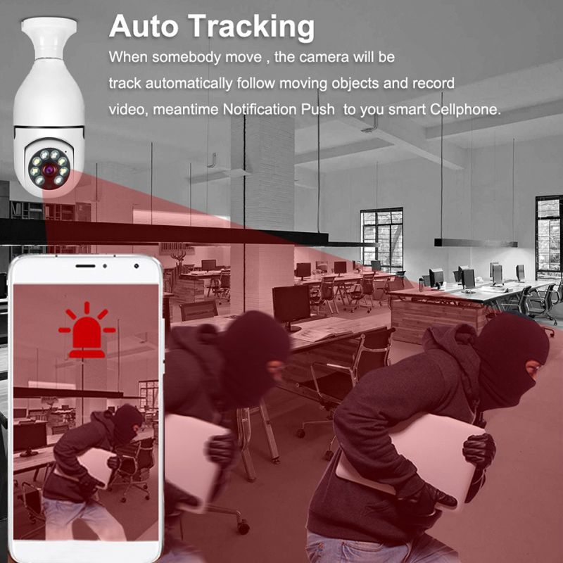5G Wifi E27 Lâmpada Câmera de Vigilância Visão Noturna Cor Total Rastreamento Humano Automático 4X Zoom Digital Vídeo Monitor de Segurança Cam