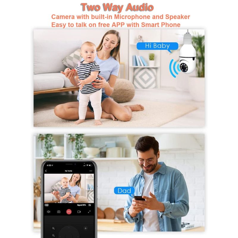 5G Wifi E27 Lâmpada Câmera de Vigilância Visão Noturna Cor Total Rastreamento Humano Automático 4X Zoom Digital Vídeo Monitor de Segurança Cam