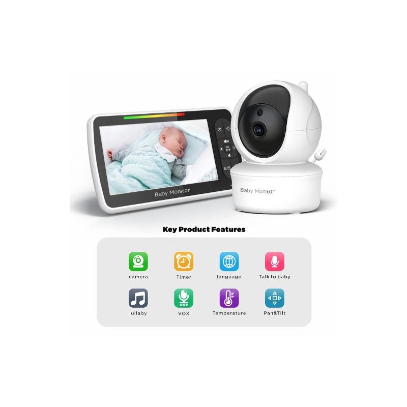 5 Inch Baby Monitor SM650 HD 720P Video Long-Lasting Battery Two-Way Audio Portable Infant Surveillance