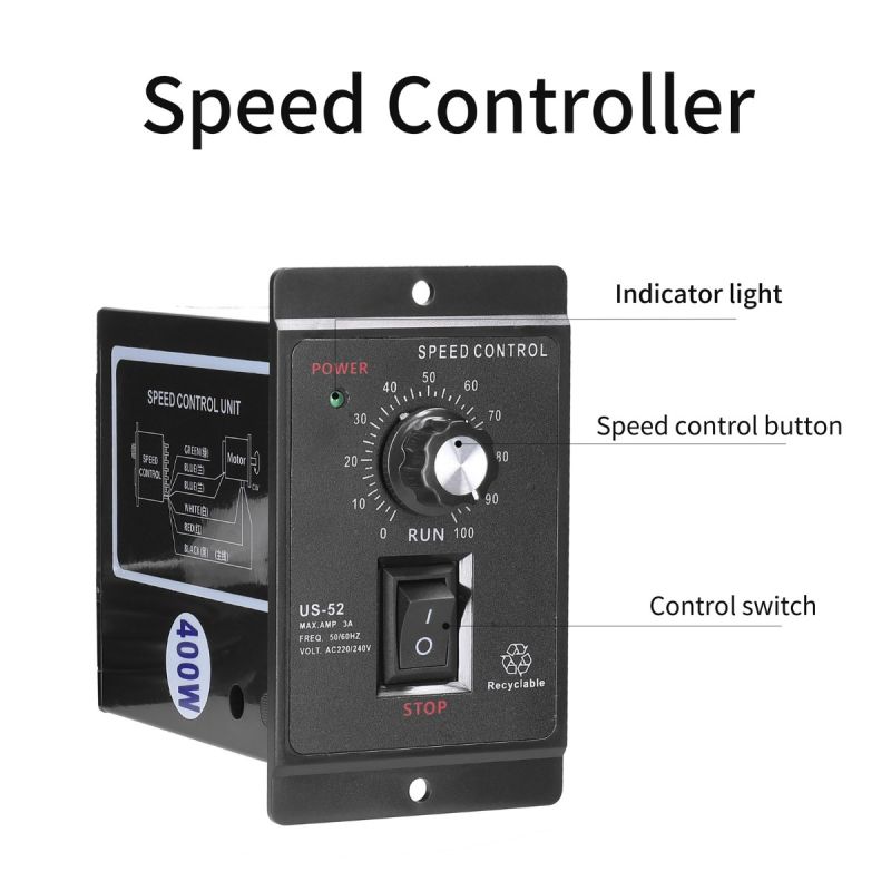 Portable 400W AC Speed Controller 220V Motor Control with Advanced Rotor Design and Durable ABS Housing