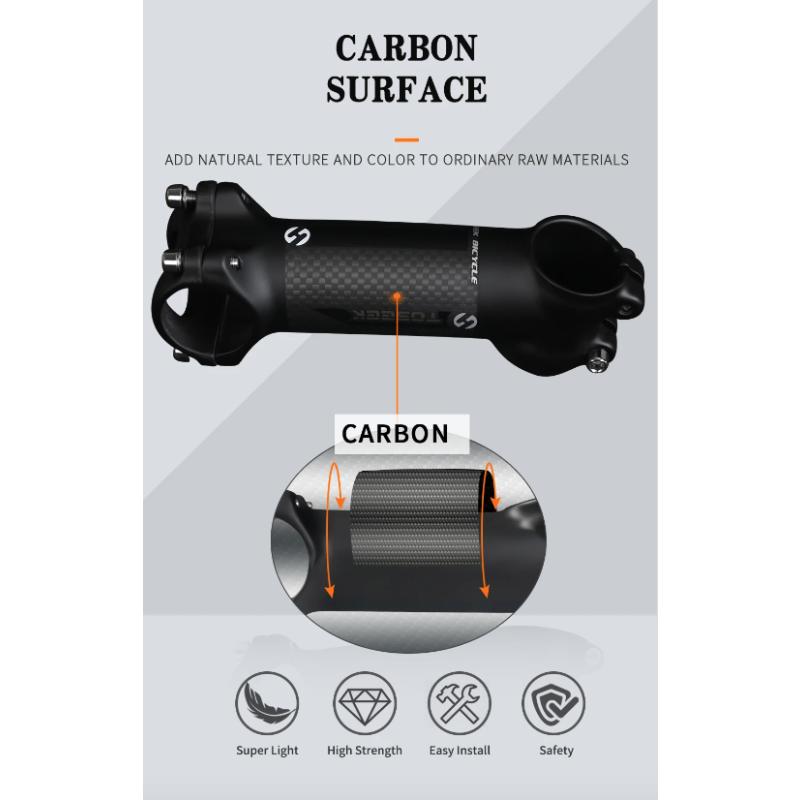 TOSEEK MTB Handlebar Stem 28.6mm Adjustable Angle Lightweight Aluminum Carbon for Cycling Enthusiasts