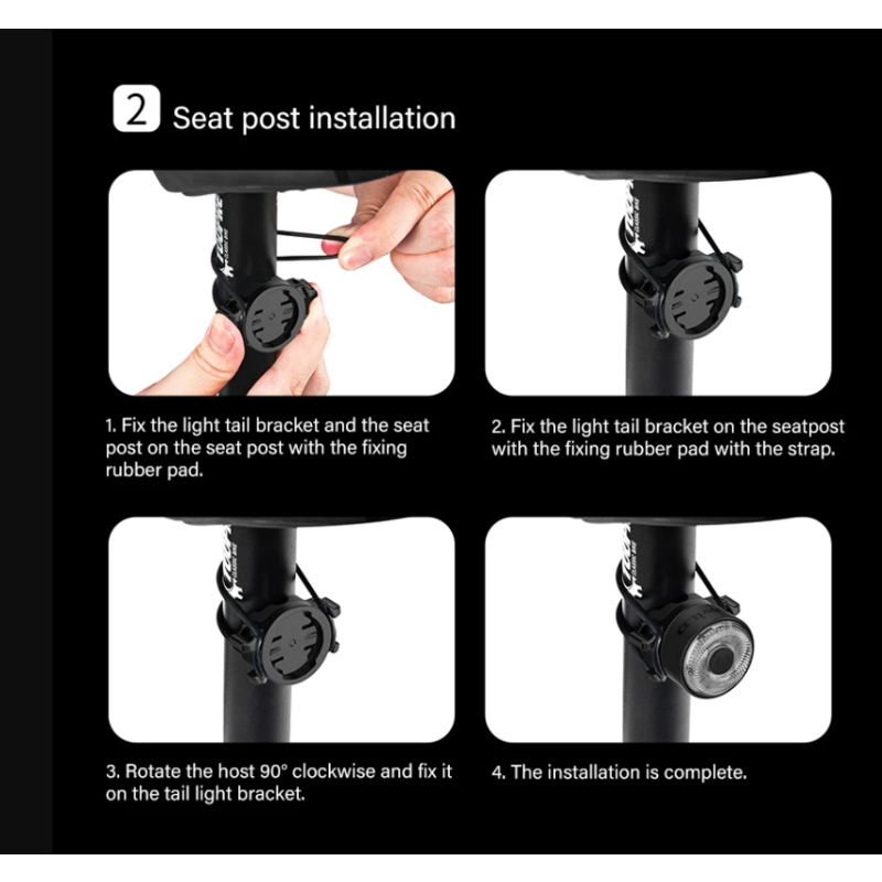 TOWILD TL03Pro LED Bicycle Rear Light Smart Brake Sensor Seven-Color Flash Durable Bike Accessory