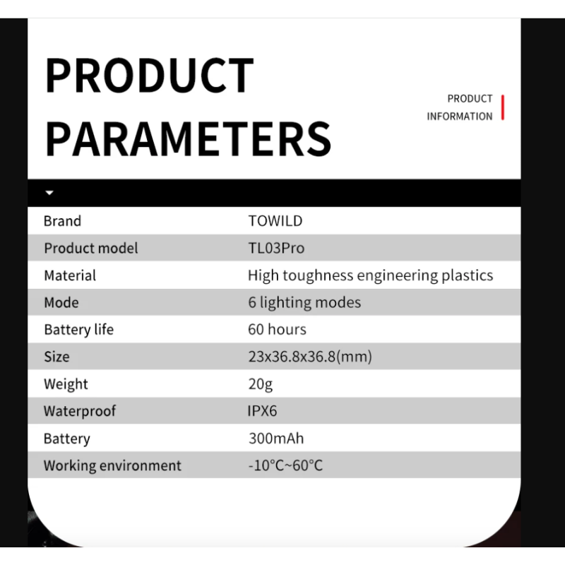 TOWILD TL03Pro LED Bicycle Rear Light Smart Brake Sensor Seven-Color Flash Durable Bike Accessory