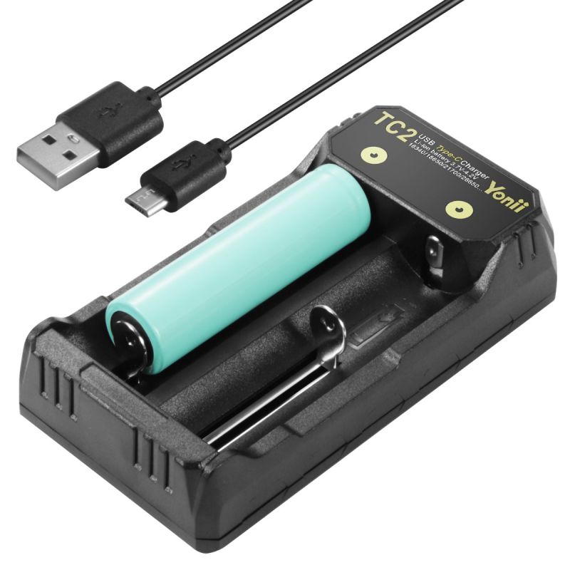 TC2 USB Type-C Charger Fast 4.2V Charging for 18650 21700 Li-ion Batteries Dual Ports for Outdoor Gear