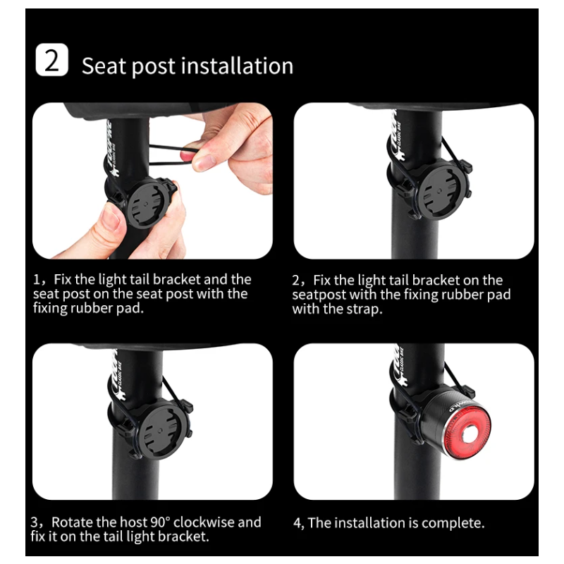 TOWILD TL05 Rear Light Smart Auto Brake Sensing IPX6 Waterproof Bicycle Safety Light with 100 Hour Battery