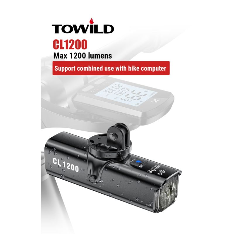 Lâmpada frontal TOWILD CL1200 1200LM Luz de bicicleta LED recarregável USB 21700 4000mAh Luz de bicicleta à prova d'água Farol de bicicleta