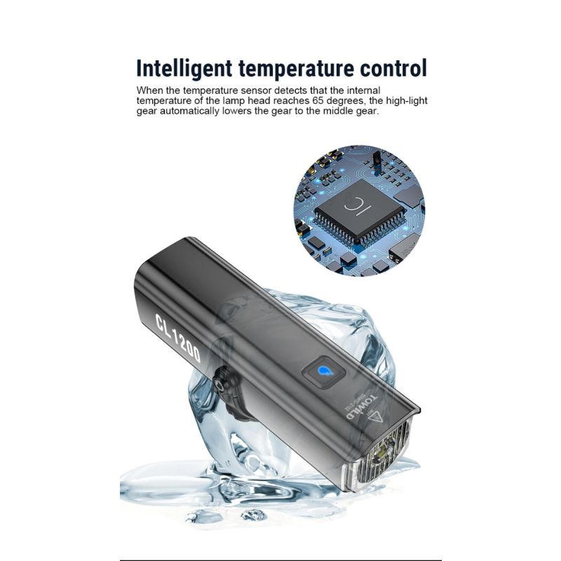 Lâmpada frontal TOWILD CL1200 1200LM Luz de bicicleta LED recarregável USB 21700 4000mAh Luz de bicicleta à prova d'água Farol de bicicleta