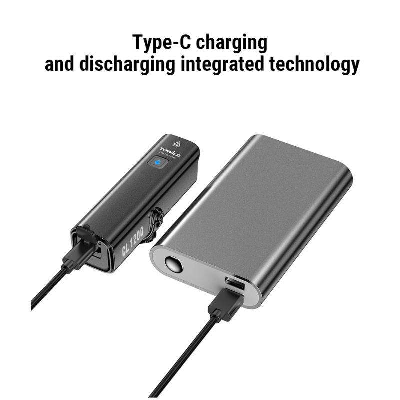 Lâmpada frontal TOWILD CL1200 1200LM Luz de bicicleta LED recarregável USB 21700 4000mAh Luz de bicicleta à prova d'água Farol de bicicleta