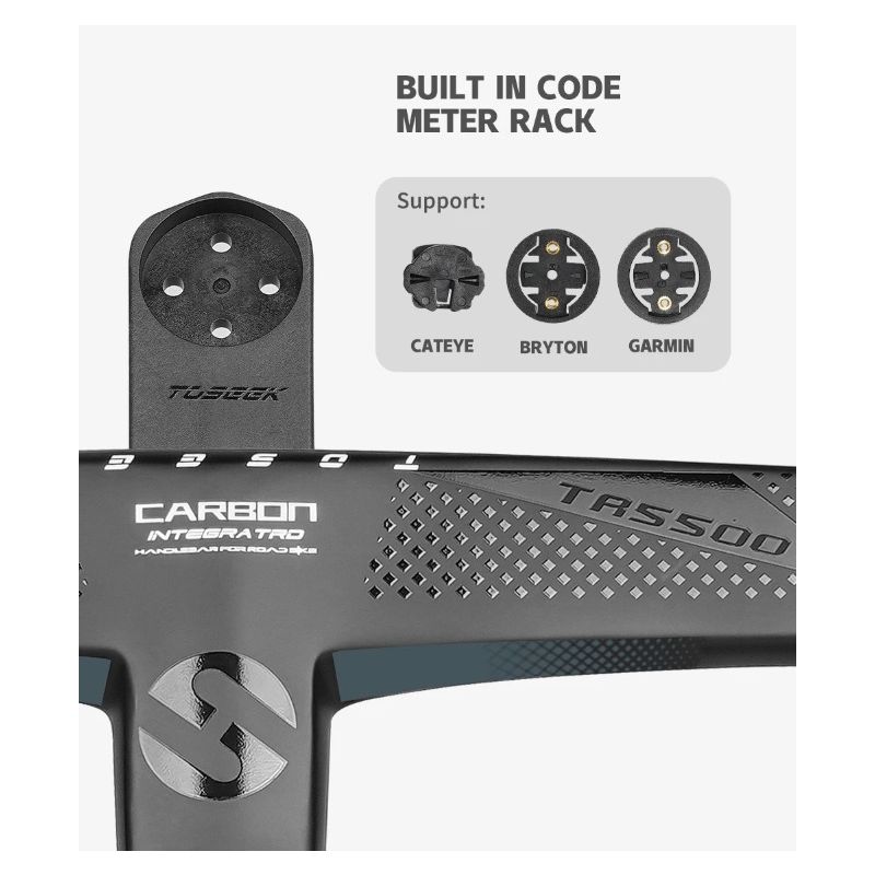 TOSEEK TR5500 Road Bike Handlebar Lightweight Full Carbon Fiber Stem Aerodynamic Design Matte Black Finish