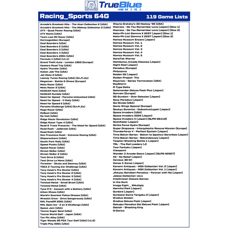 True Blue Mini Crackhead Pack 32G or 64G USB for PS ONE MINI Plug and Play Classic Gaming Nostalgia